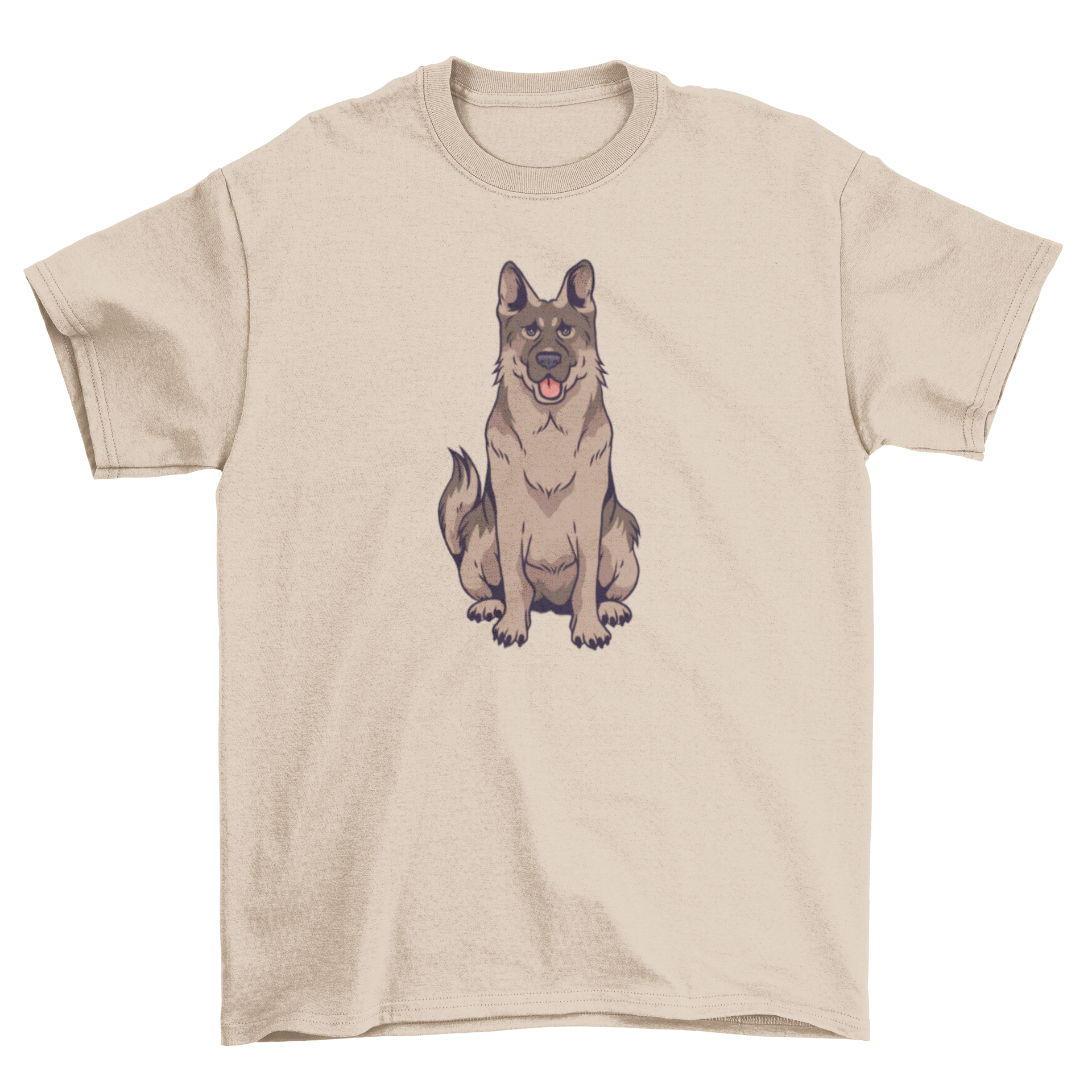 A stylish German Shepherd Dog T-Shirt featuring a cute puppy with its tongue out, perfect for dog lovers.