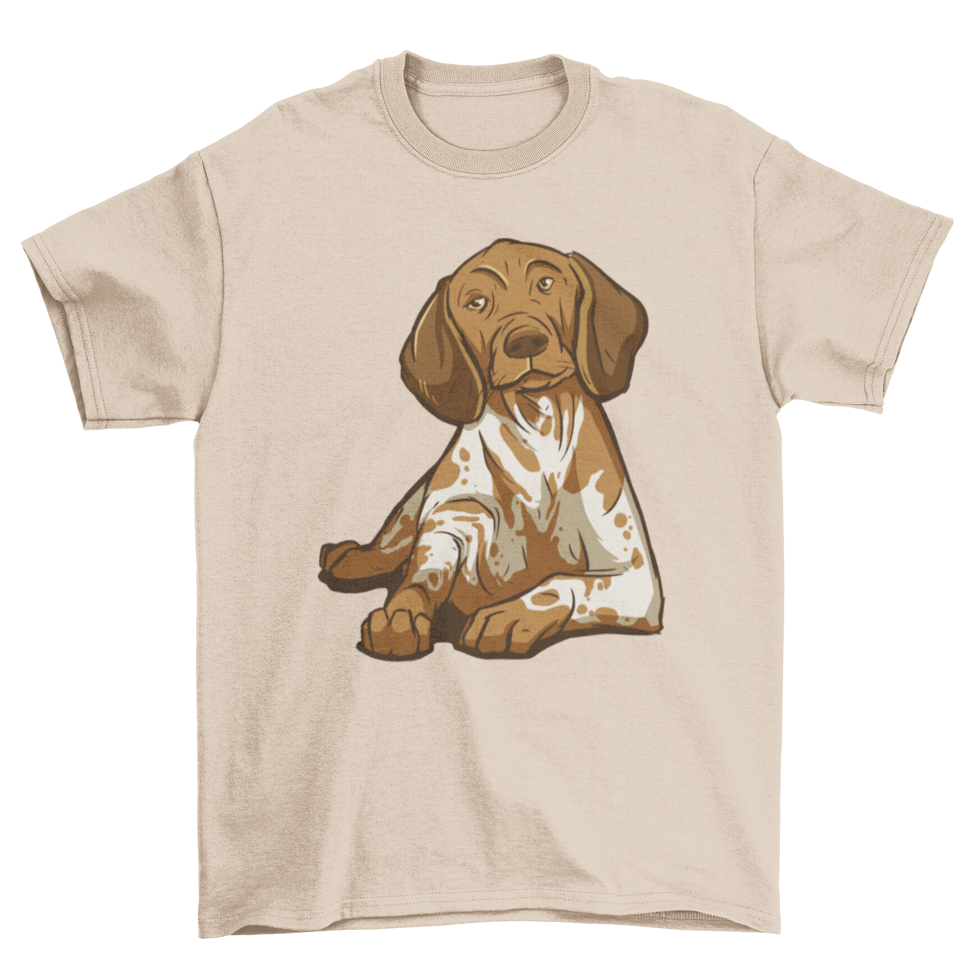 A stylish t-shirt featuring a German Shorthaired Pointer dog lying down, perfect for dog lovers.