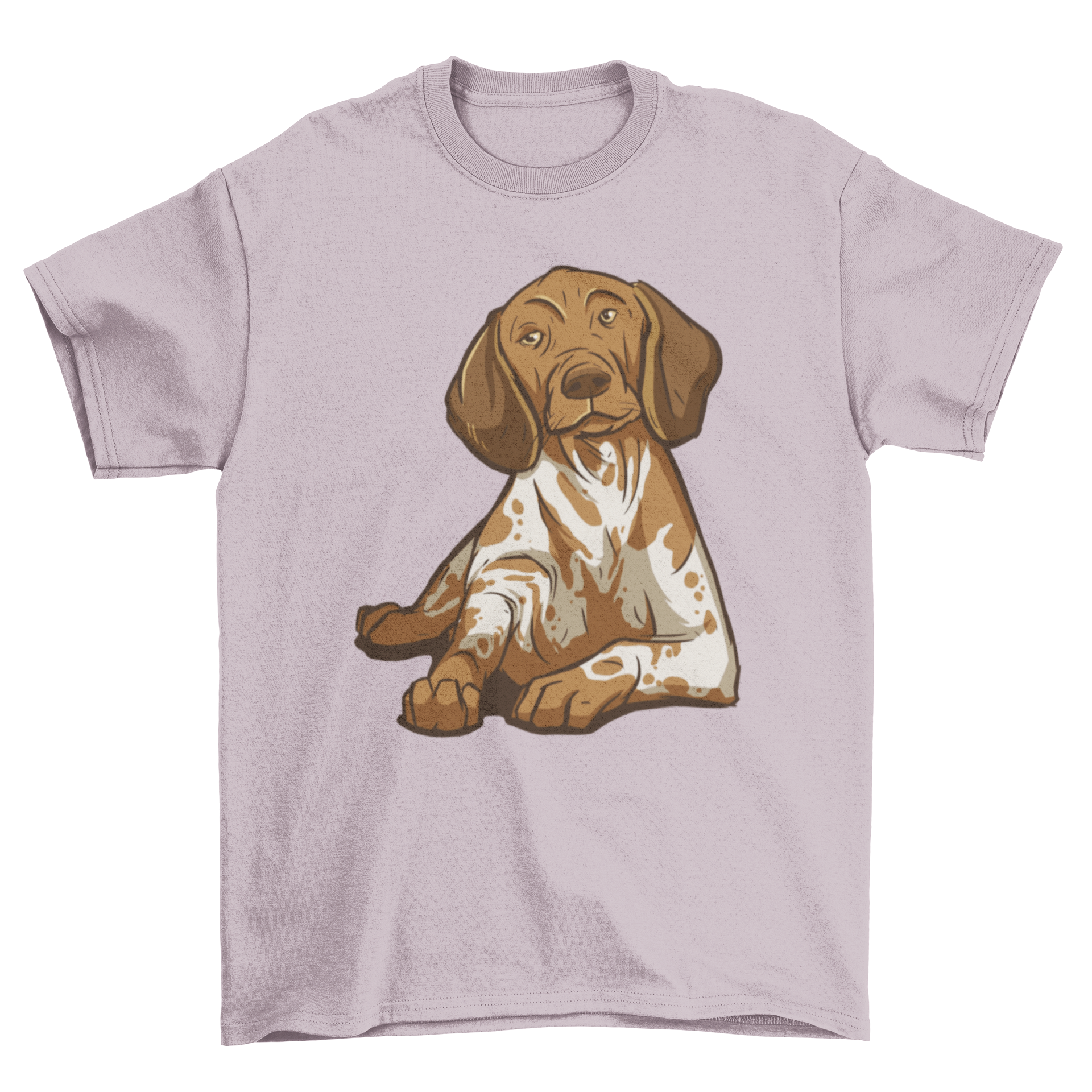 A stylish t-shirt featuring a German Shorthaired Pointer dog lying down, perfect for dog lovers.