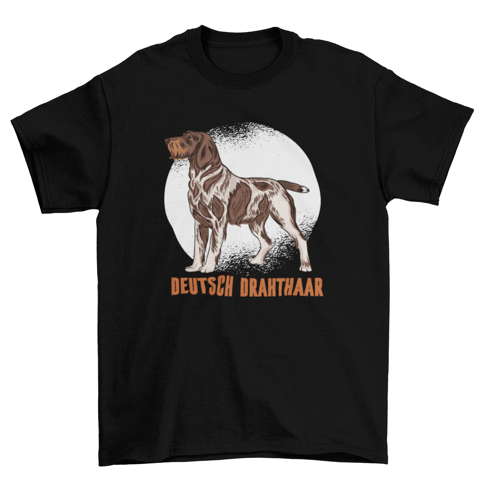 Stylish t-shirt featuring a detailed illustration of a German Wirehaired Pointer dog, perfect for dog lovers.