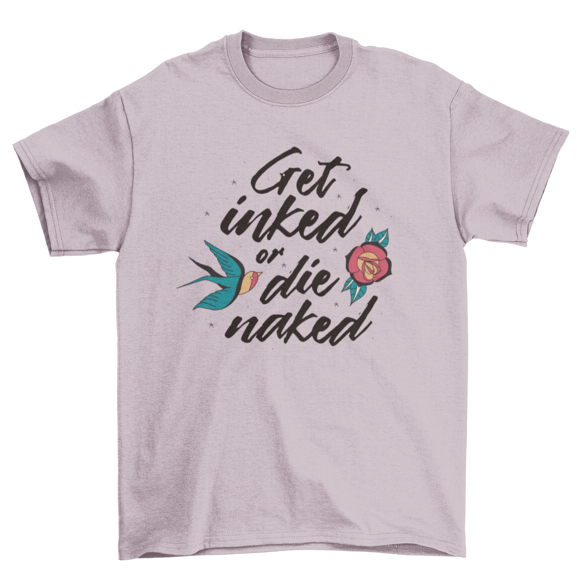 Get Inked tattoo t-shirt design featuring a bold quote in stylish typography.