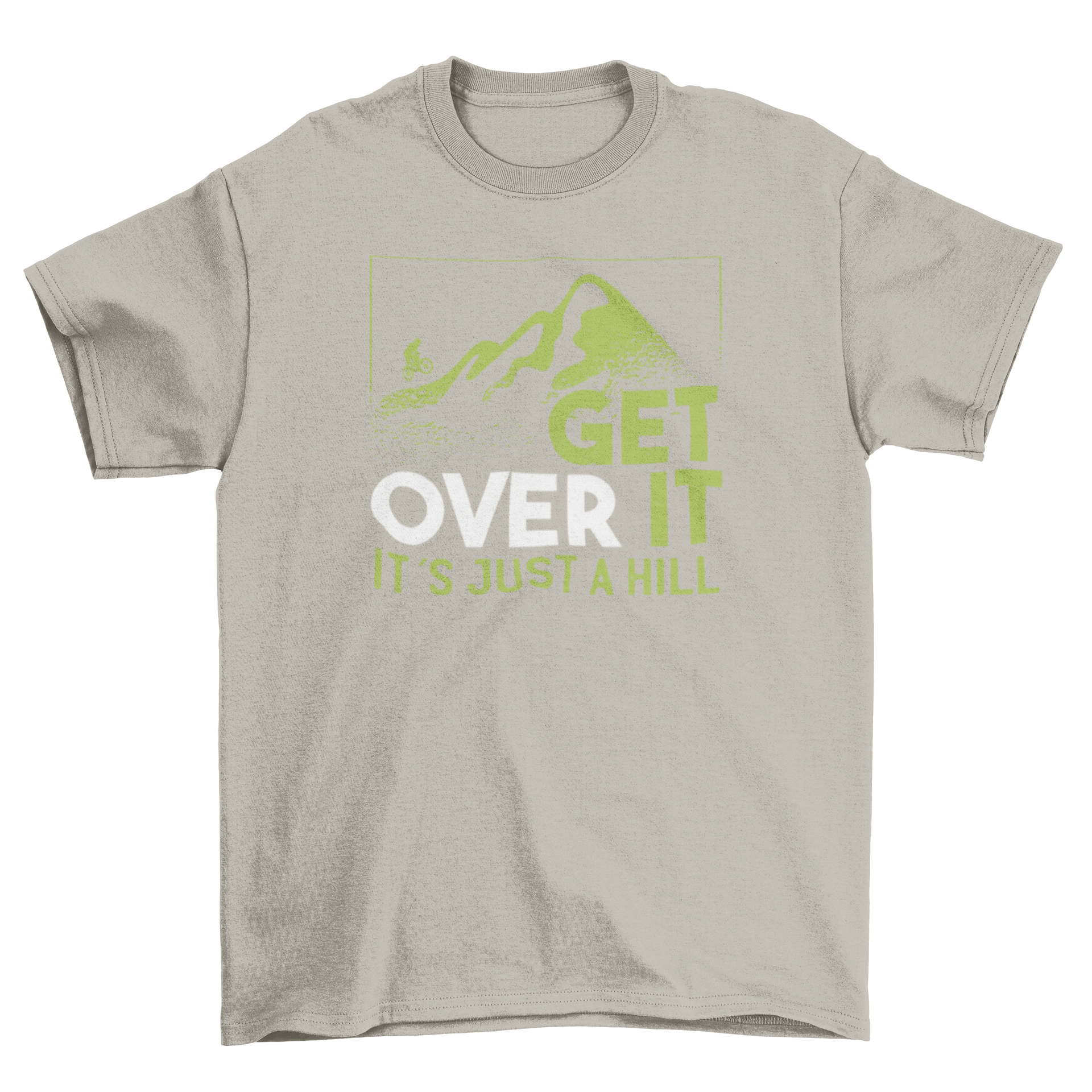 Get Over It T-shirt featuring a mountain illustration and motivational text.