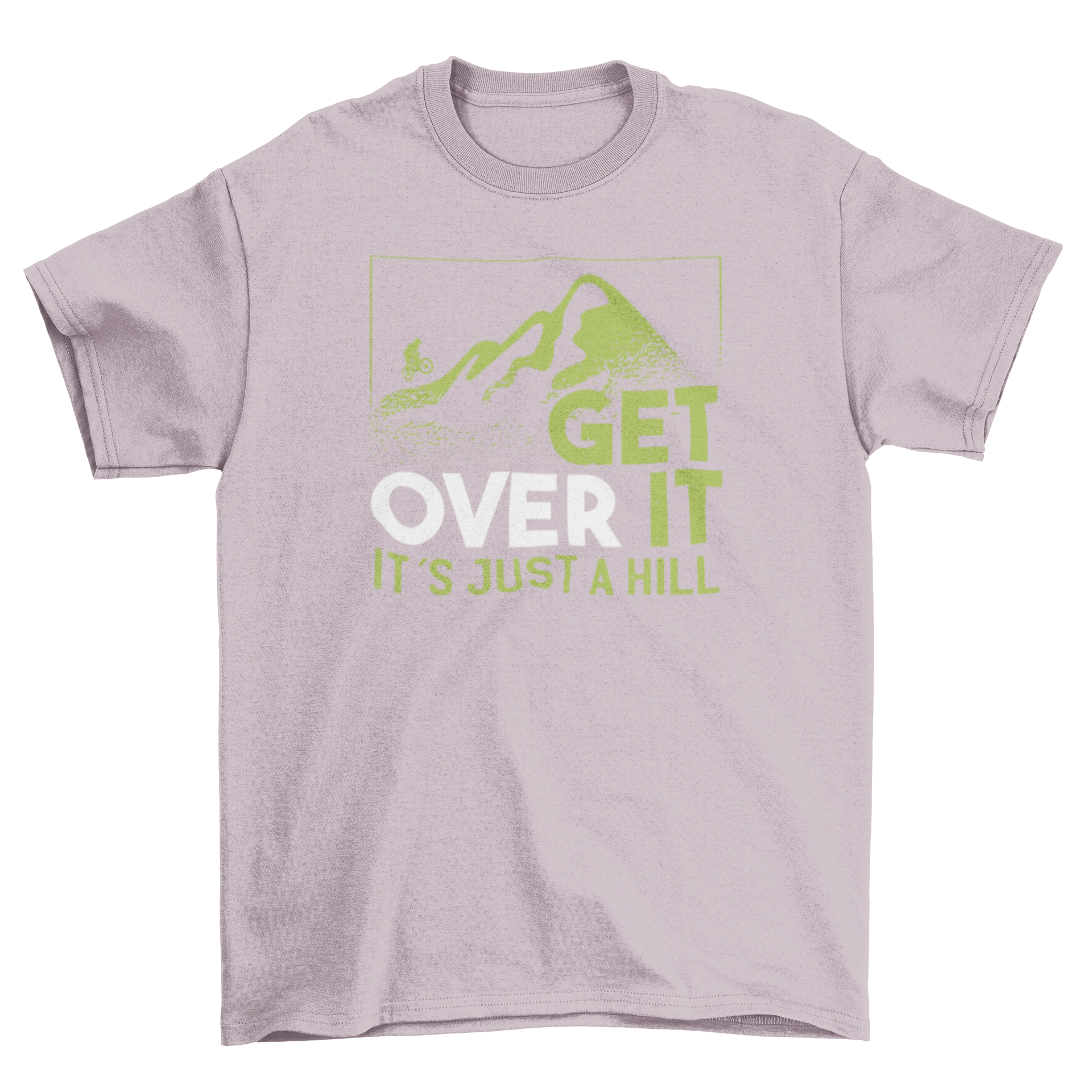 Get Over It T-shirt featuring a mountain illustration and motivational text.