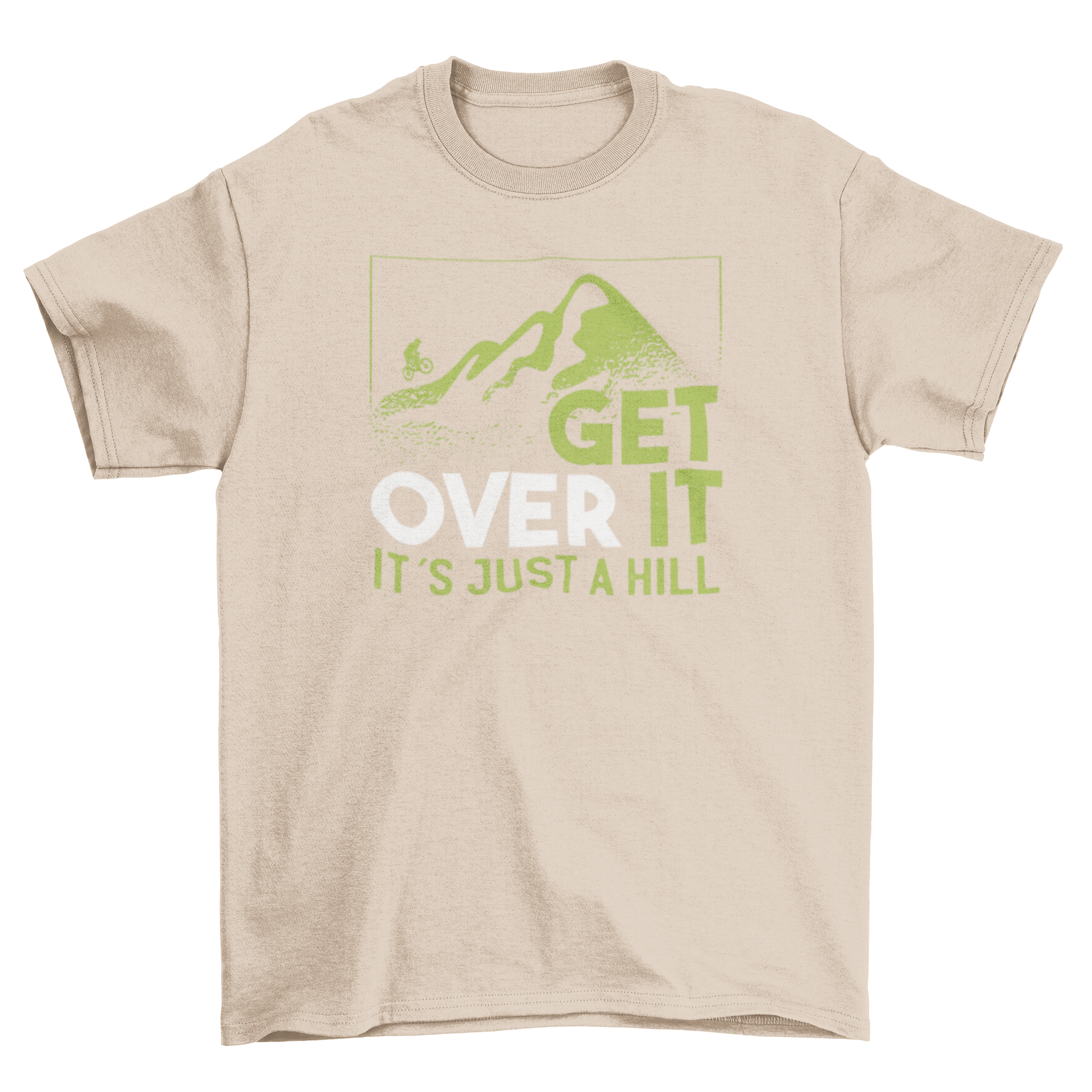 Get Over It T-shirt featuring a mountain illustration and motivational text.