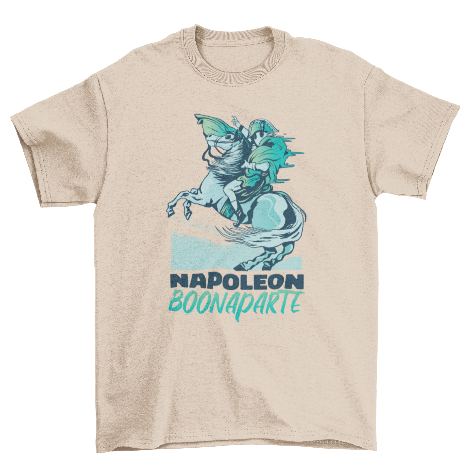 Ghost Rider Napoleon character t-shirt featuring a ghost on a horse with the quote 'Napoleon Bonaparte'.