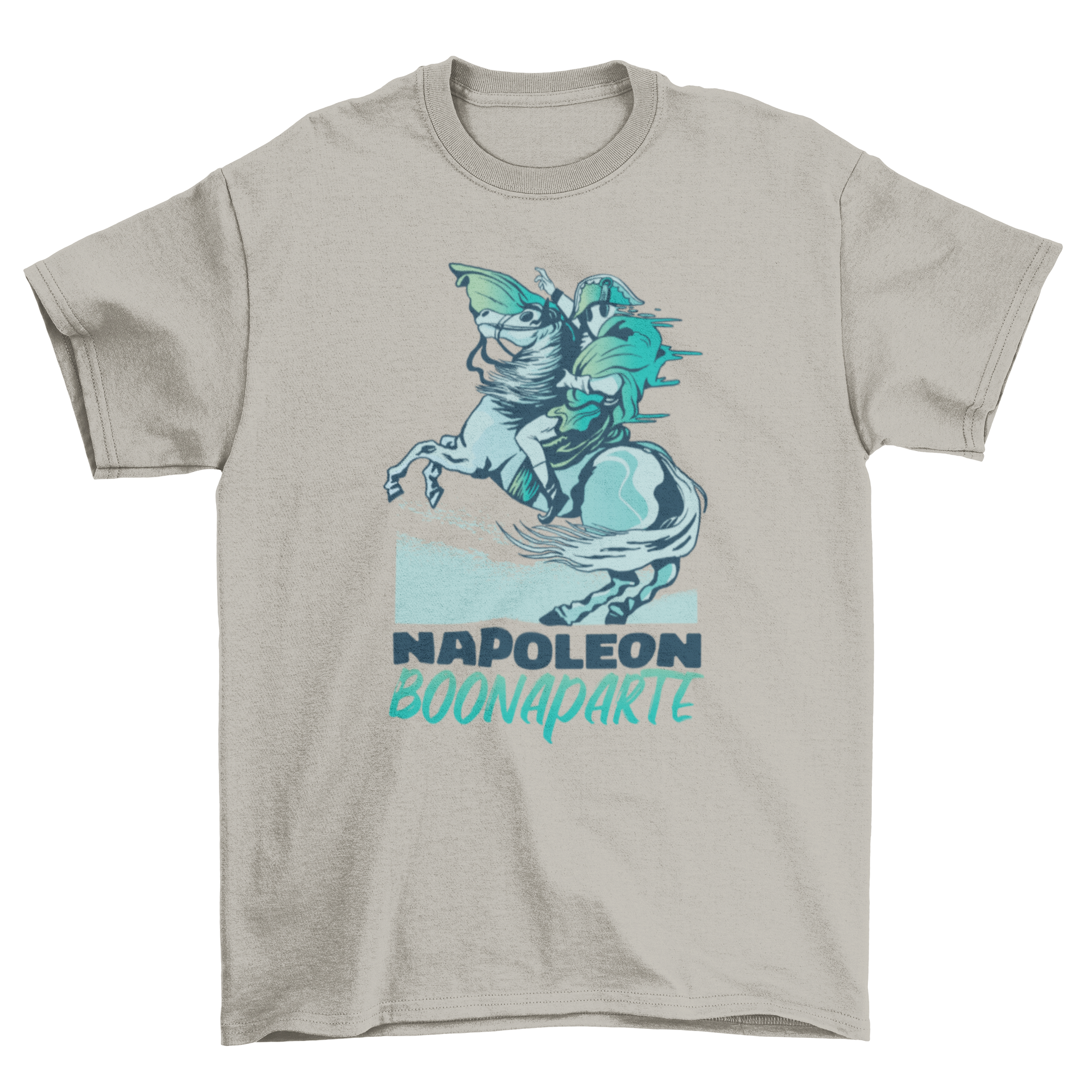 Ghost Rider Napoleon character t-shirt featuring a ghost on a horse with the quote 'Napoleon Bonaparte'.