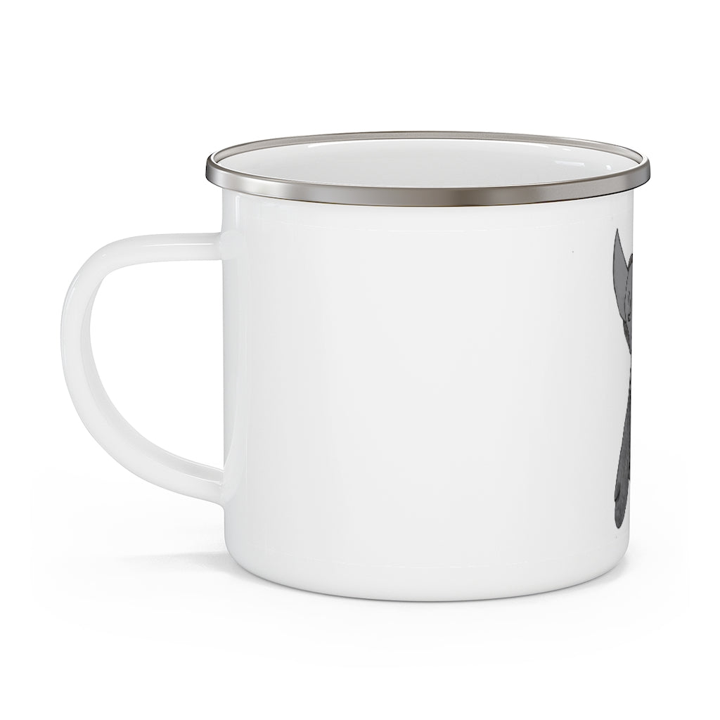 Ghoul Enamel Camping Mug with a stylish design, featuring a C-handle and rounded corners, perfect for outdoor adventures.