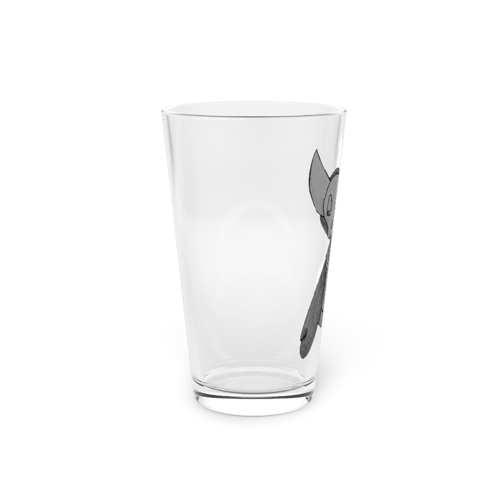 A clear 16oz Ghoul Pint Glass featuring a customizable design, perfect for beverages and gifts.