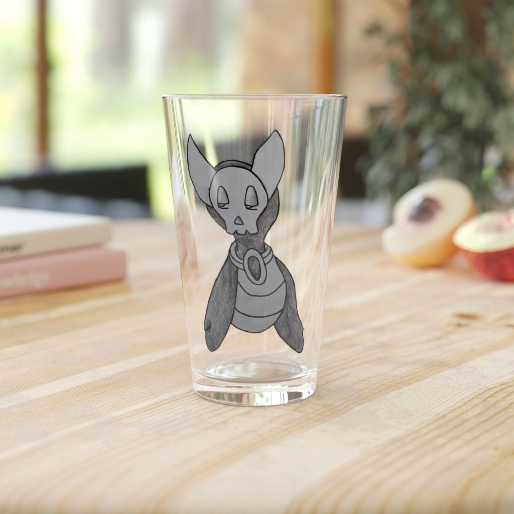 A clear 16oz Ghoul Pint Glass featuring a customizable design, perfect for beverages and gifts.