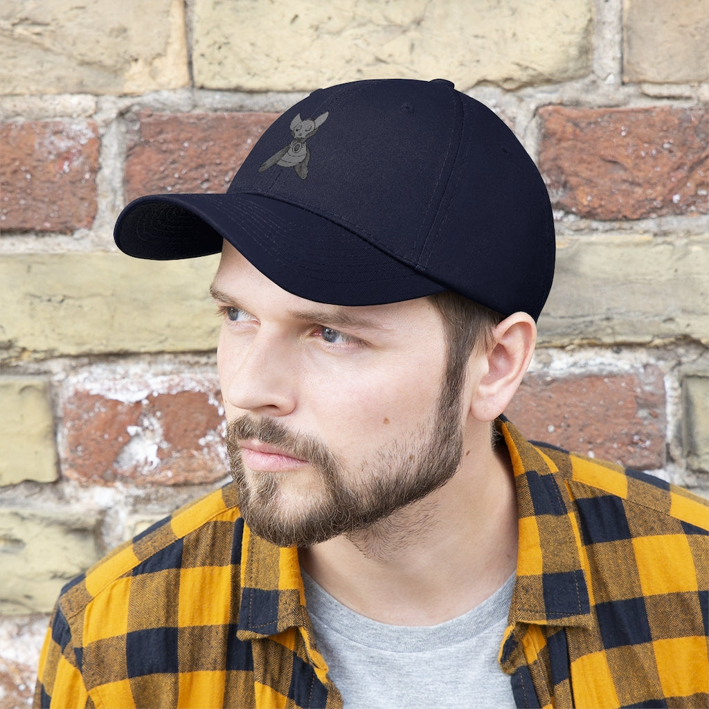 Ghoul Unisex Twill Hat in solid color, showcasing its 6-panel structure and adjustable Velcro closure.