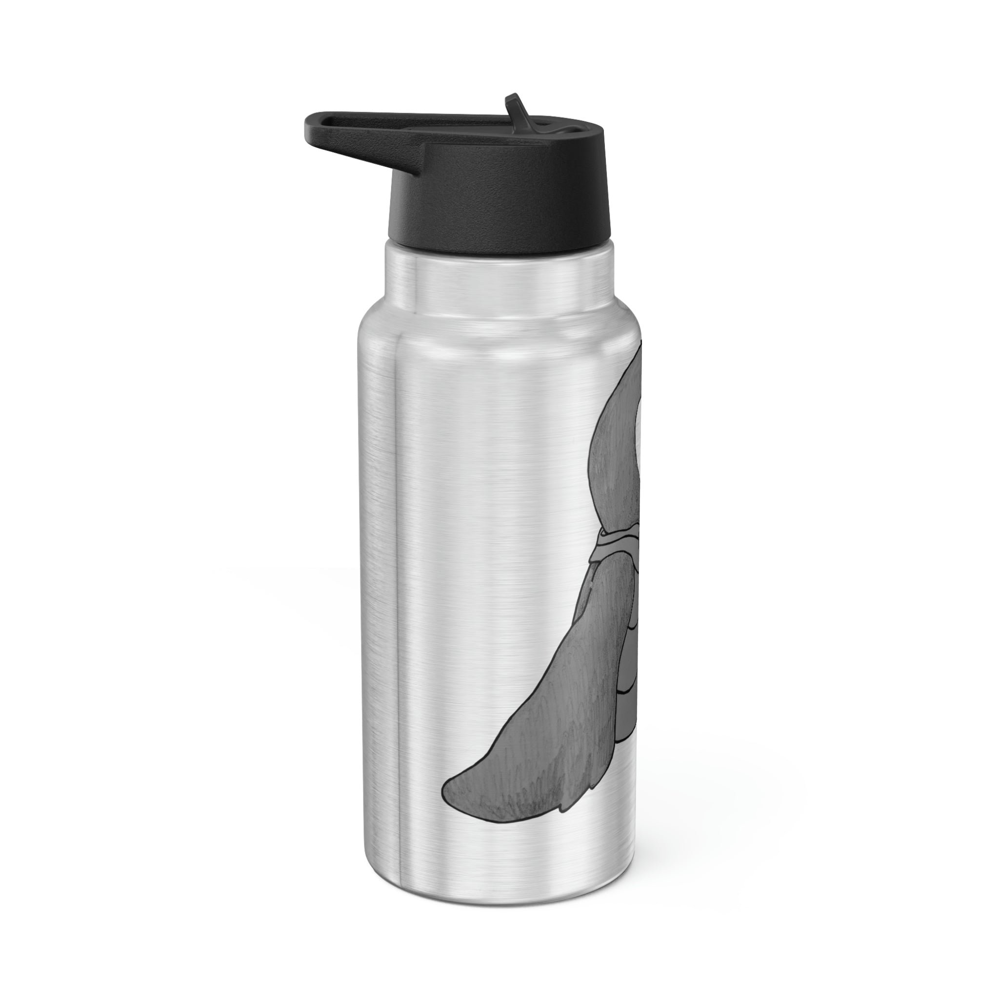 Ghoulaba Gator Tumbler, 32oz, stainless steel with a black plastic cap and straw, showcasing a customizable design.