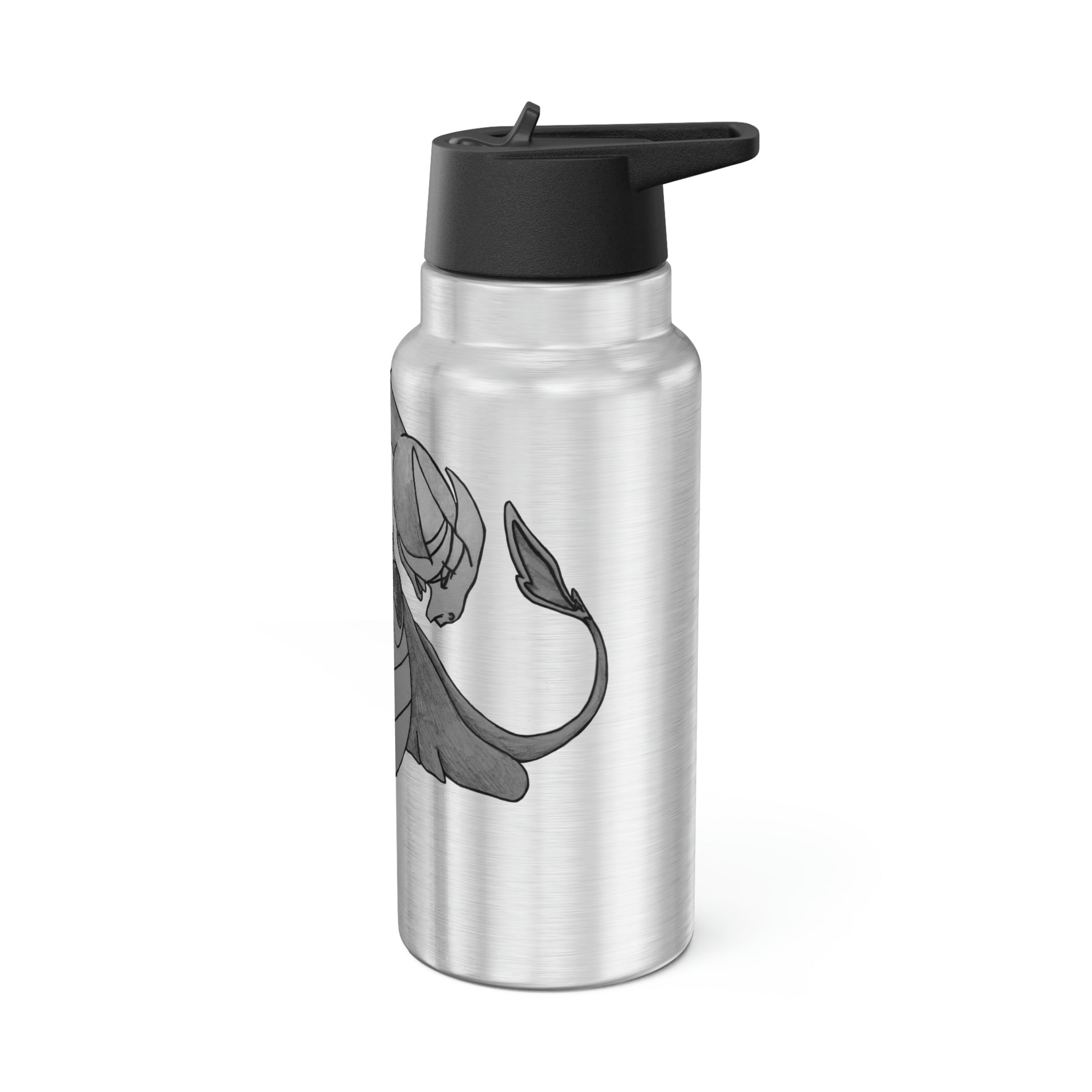 Ghoulaba Gator Tumbler, 32oz, stainless steel with a black plastic cap and straw, showcasing a customizable design.