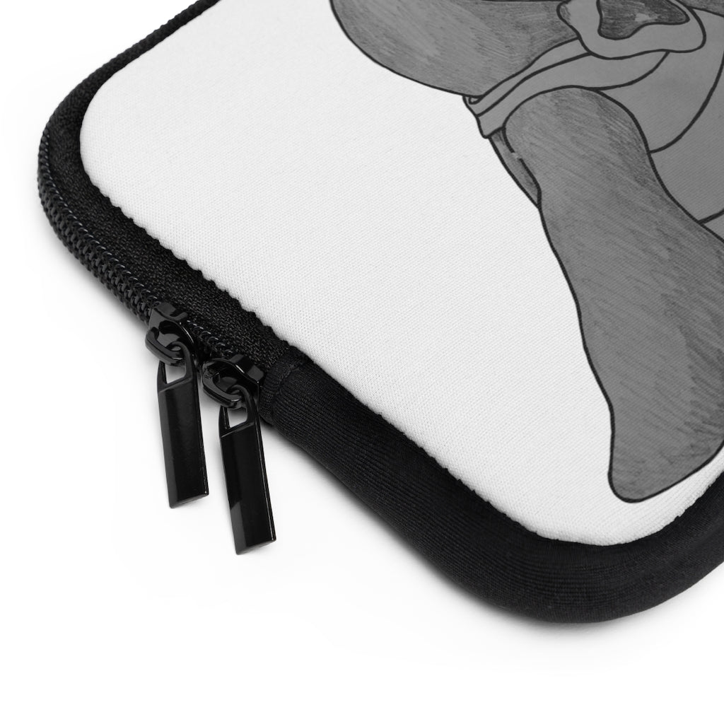 Ghoulaba Laptop Sleeve featuring a customizable front and black polyester back, designed for protection and style.