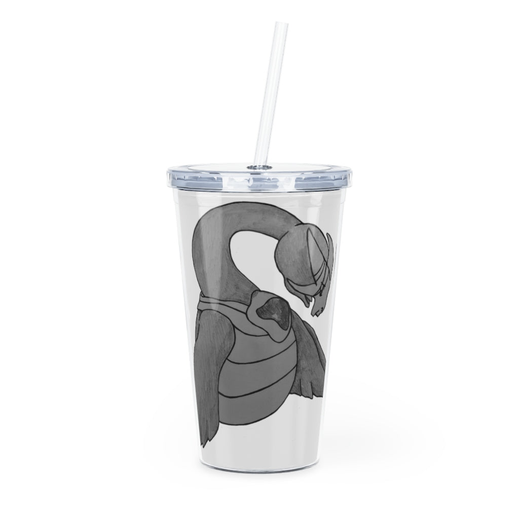 Ghoulaba Plastic Tumbler with Straw, featuring a customizable design and double wall insulation, perfect for parties and gatherings.