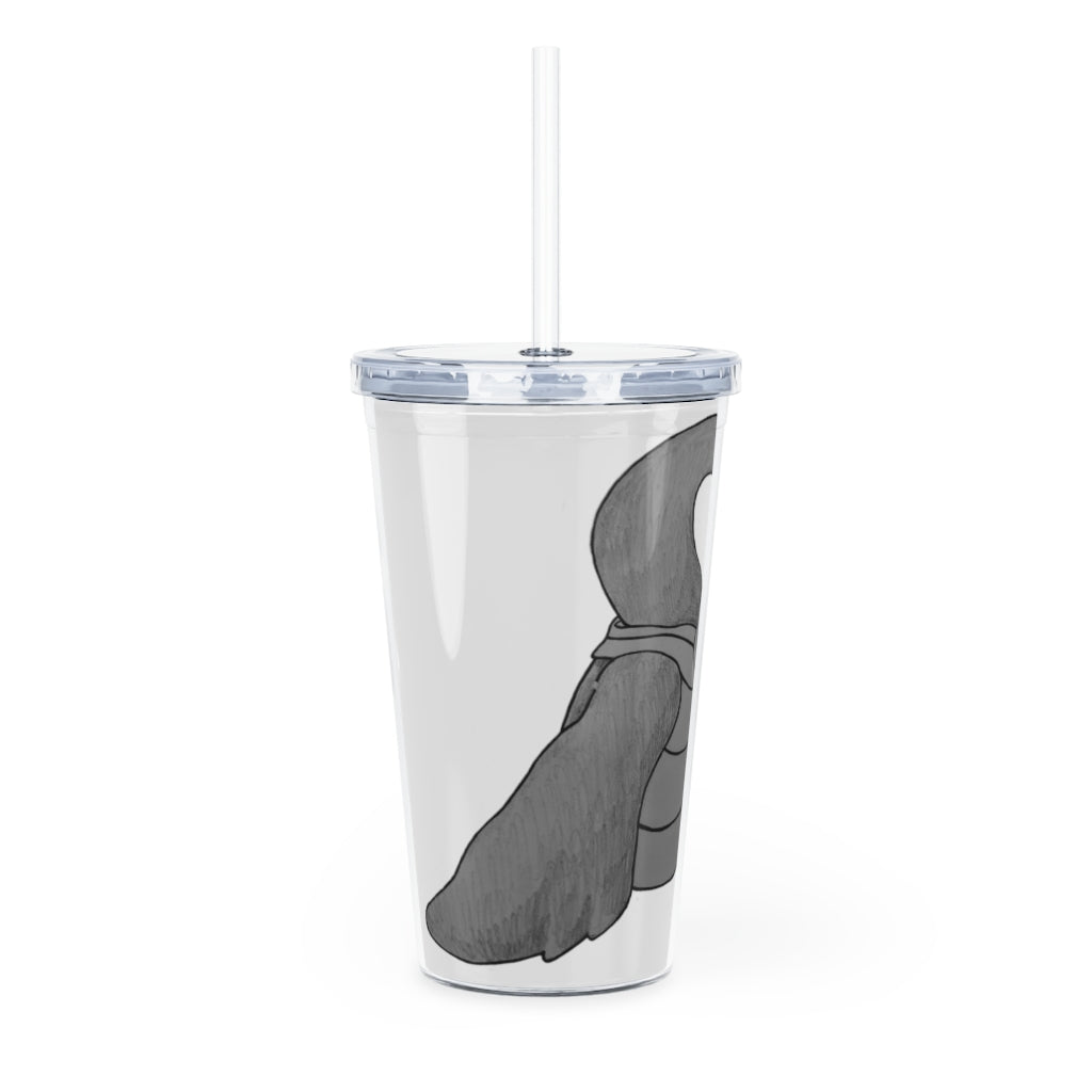 Ghoulaba Plastic Tumbler with Straw, featuring a customizable design and double wall insulation, perfect for parties and gatherings.