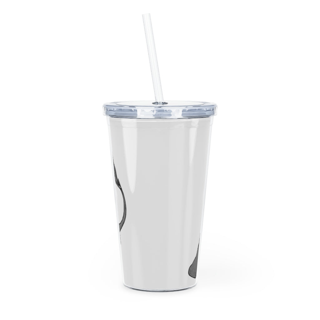 Ghoulaba Plastic Tumbler with Straw, featuring a customizable design and double wall insulation, perfect for parties and gatherings.