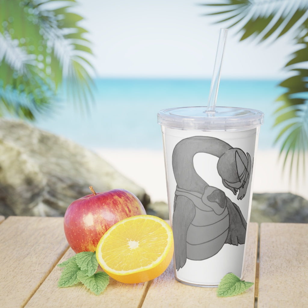 Ghoulaba Plastic Tumbler with Straw, featuring a customizable design and double wall insulation, perfect for parties and gatherings.