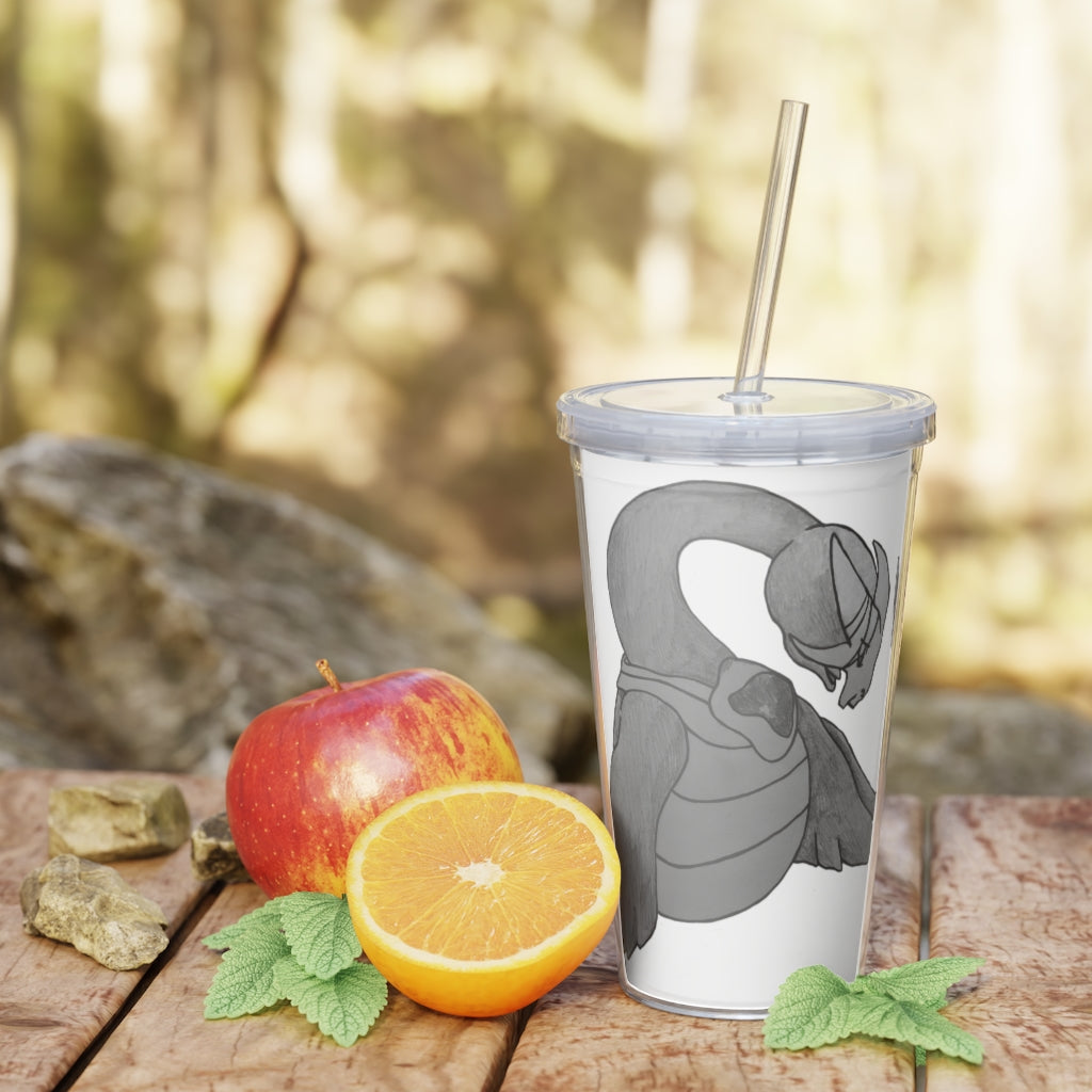 Ghoulaba Plastic Tumbler with Straw, featuring a customizable design and double wall insulation, perfect for parties and gatherings.