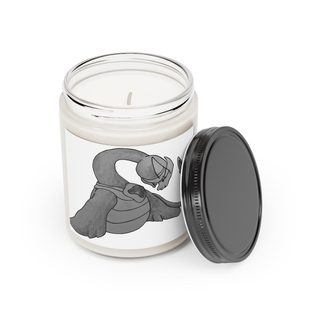 Ghoulaba Scented Candle in a glass container, featuring a warm Cinnamon Stick and Vanilla fragrance, hand-poured with vegan soy coconut wax.