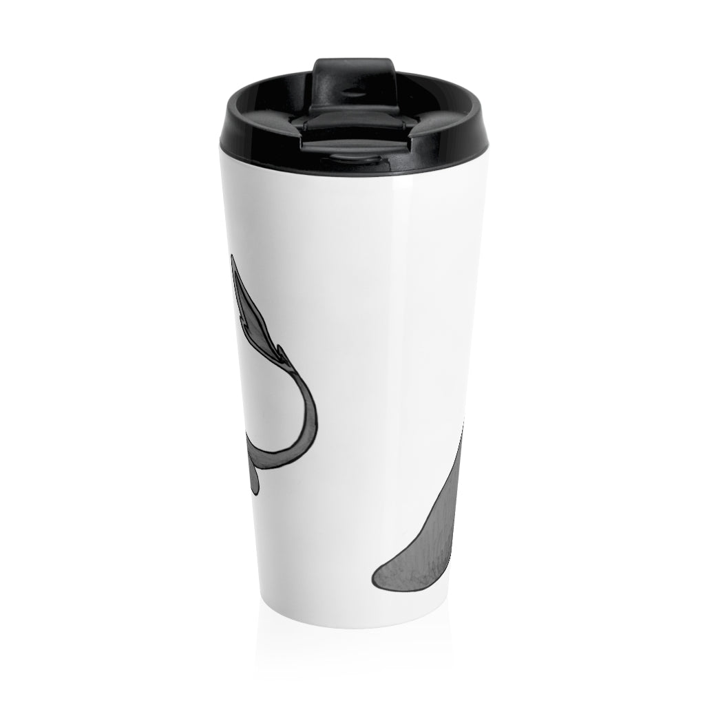 Ghoulaba Stainless Steel Travel Mug with black lid and vibrant design, perfect for coffee and tea lovers.