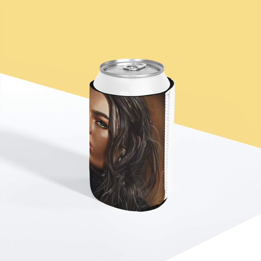 A stylish Girl Can Cooler Sleeve made of durable neoprene, designed to fit standard 12oz cans, featuring a customizable design.