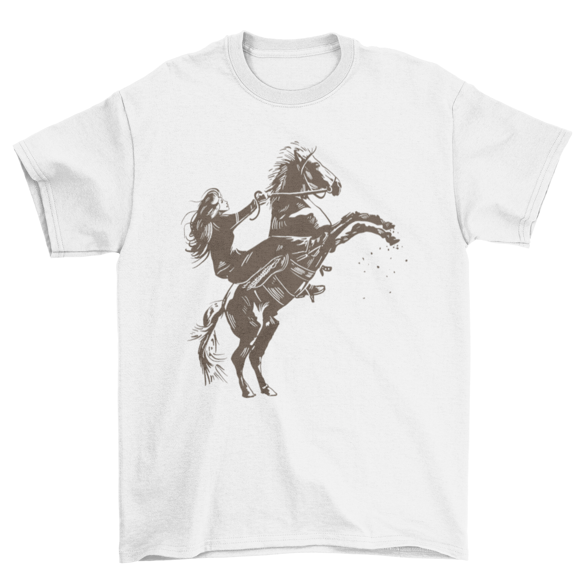 Girl equitation t-shirt featuring a female rider on a horse, showcasing a stylish design perfect for young equestrian enthusiasts.