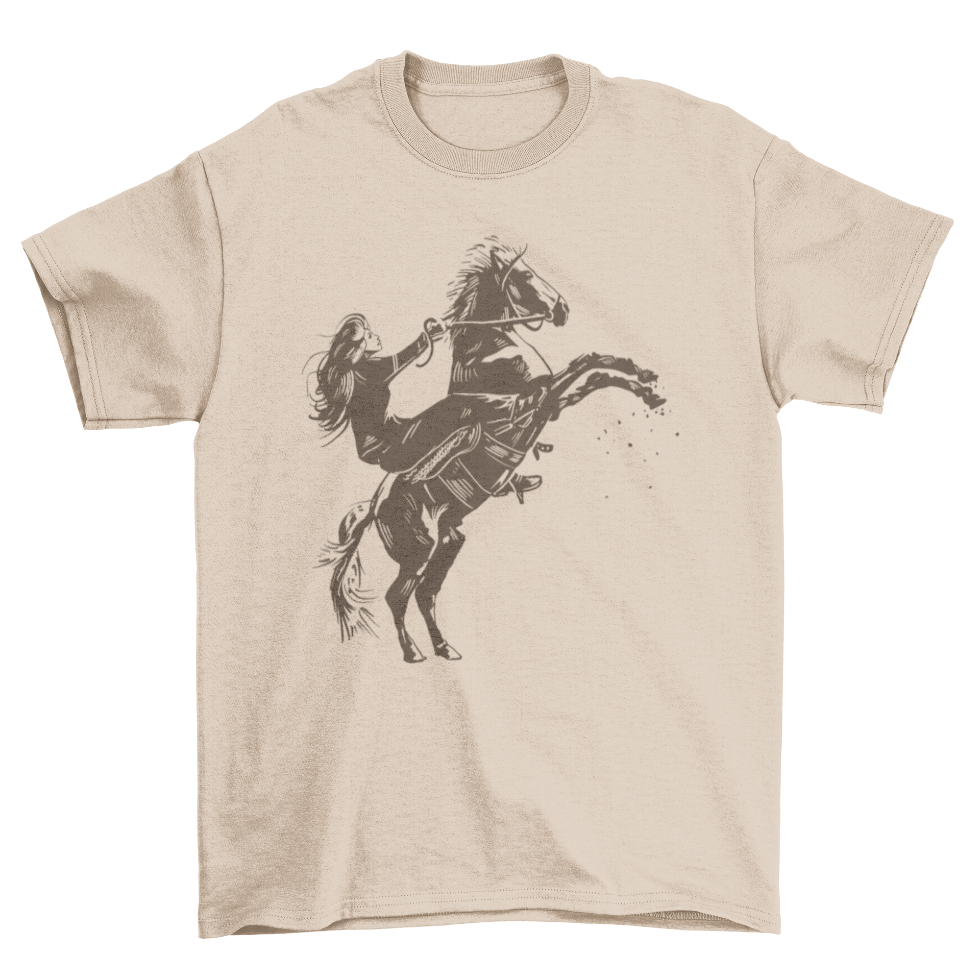 Girl equitation t-shirt featuring a female rider on a horse, showcasing a stylish design perfect for young equestrian enthusiasts.