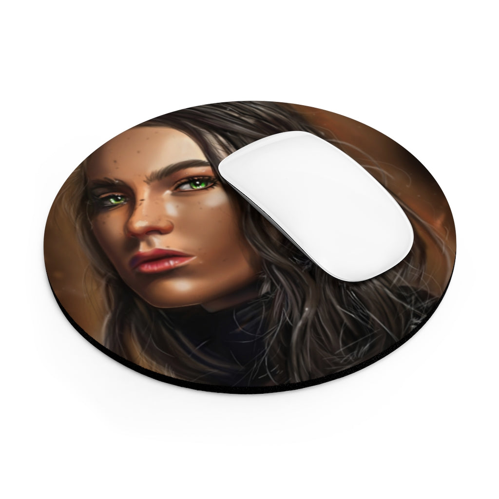 Colorful Girl Mouse Pad in round and rectangular shapes with a non-slip rubber bottom.