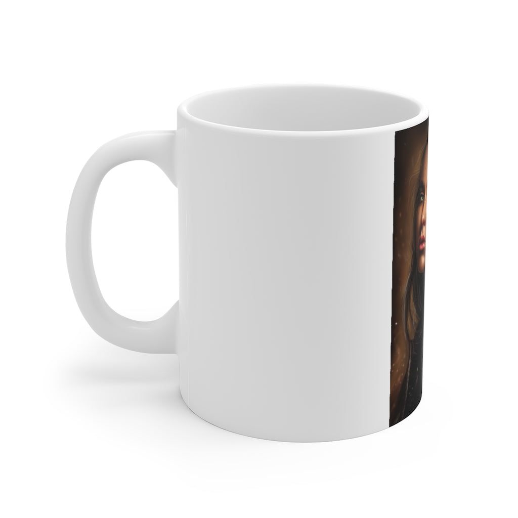 A stylish 11oz Girl Mug with a scratch-resistant finish and easy-grip handle, perfect for coffee or tea.