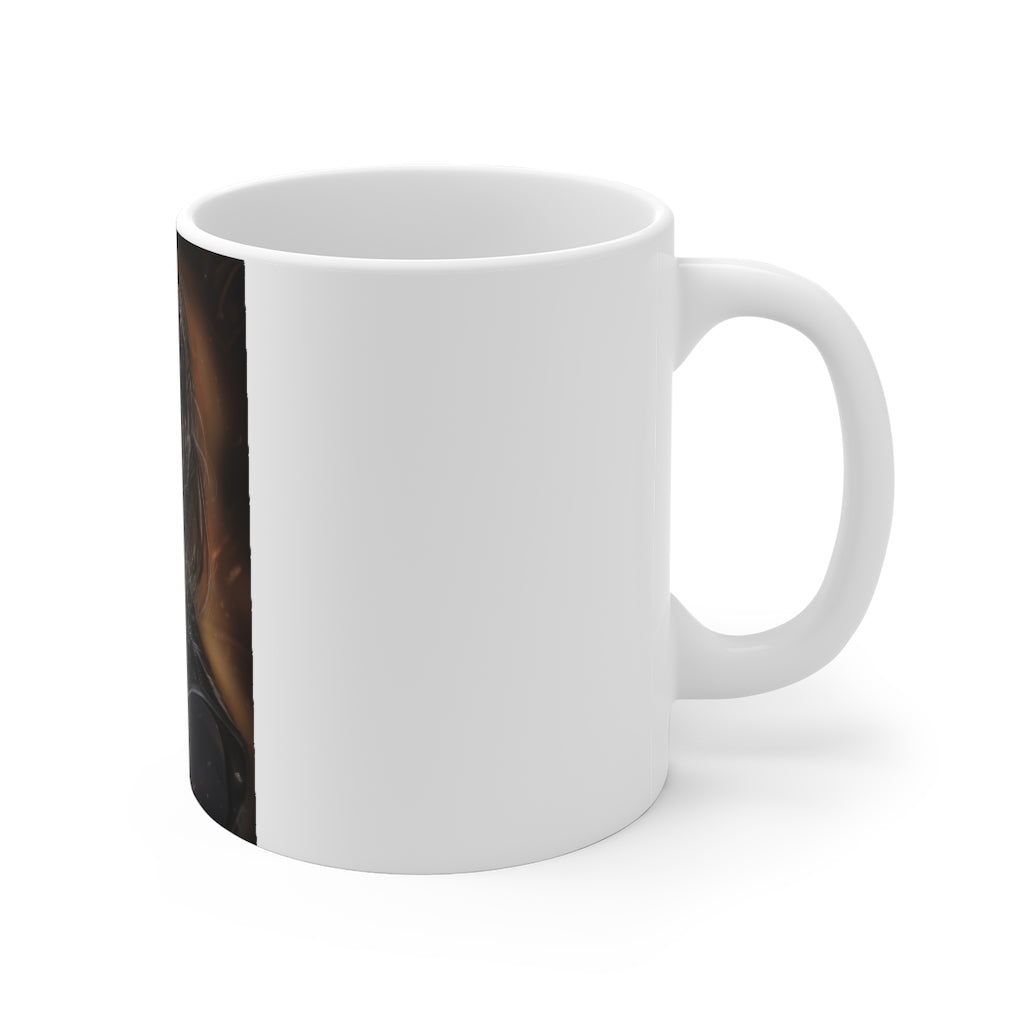 A stylish 11oz Girl Mug with a scratch-resistant finish and easy-grip handle, perfect for coffee or tea.