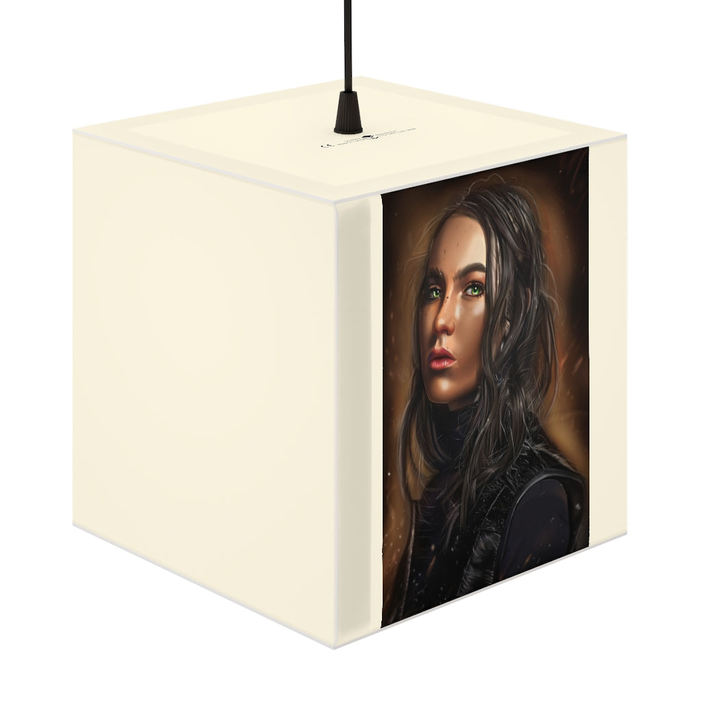 A beautifully designed Girl Personalized Lamp in a cube shape, showcasing unique patterns and colors, perfect for home or shop decor.