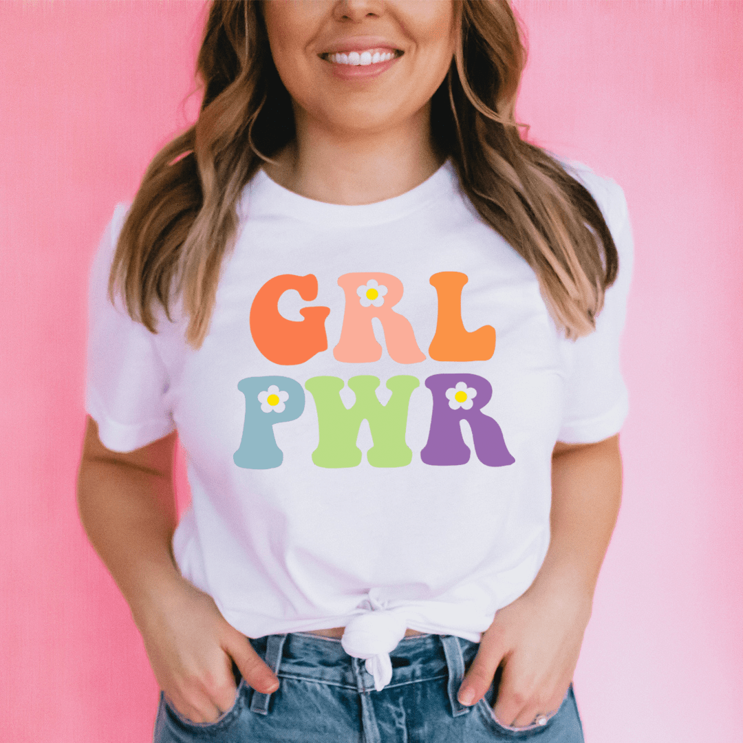 A stylish Girl Power T-Shirt made from soft ring-spun cotton, featuring a bold empowering design.