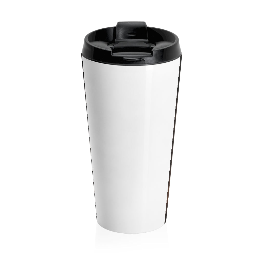 A stylish Girl Stainless Steel Travel Mug with a black plastic lid, featuring vibrant sublimation printing, perfect for coffee and tea lovers.