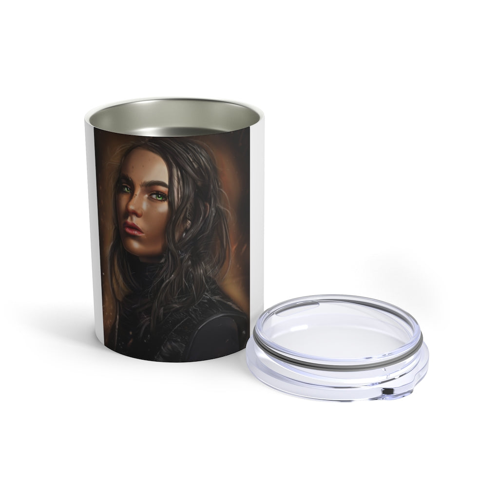 A stylish 10oz stainless steel tumbler with a see-thru plastic lid, perfect for girls on the go.