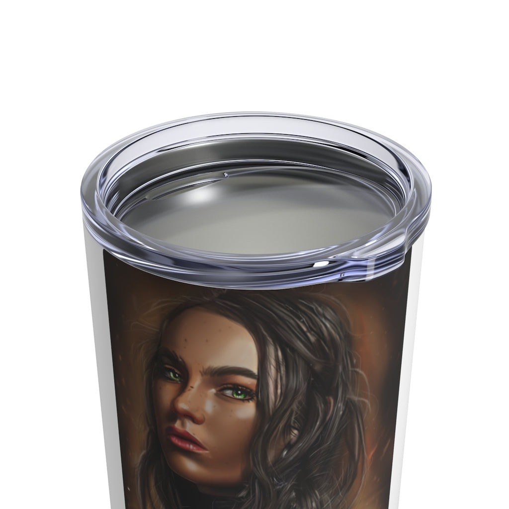 A stylish 10oz stainless steel tumbler with a see-thru plastic lid, perfect for girls on the go.