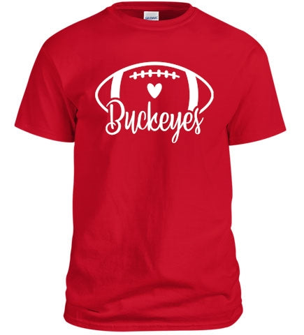 A stylish Girls Buckeyes Shirt featuring vibrant colors and OSU Football graphics, perfect for young fans.