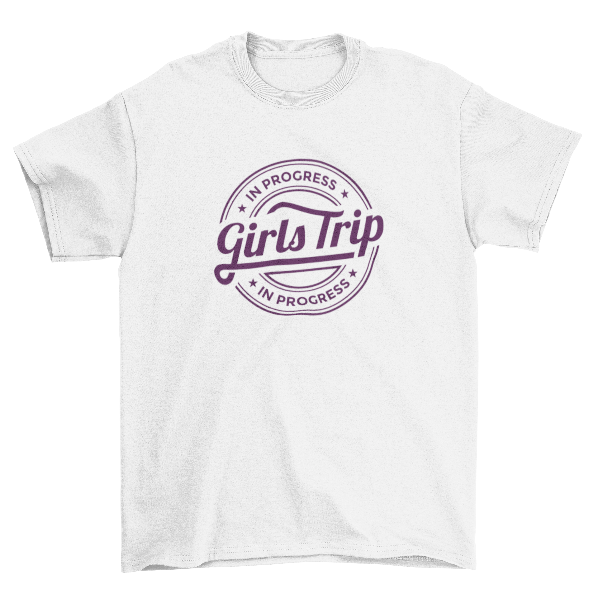 Girls trip quote t-shirt featuring the phrase 'Girls trip in progress' in a stylish design.