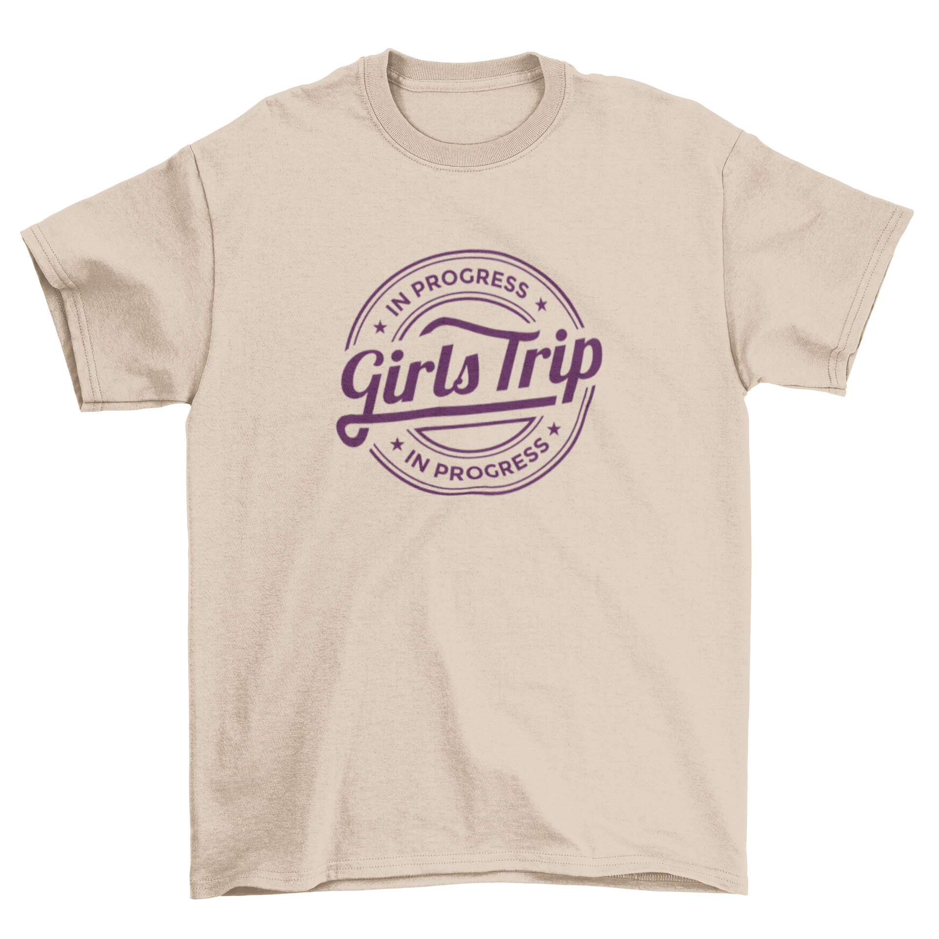 Girls trip quote t-shirt featuring the phrase 'Girls trip in progress' in a stylish design.