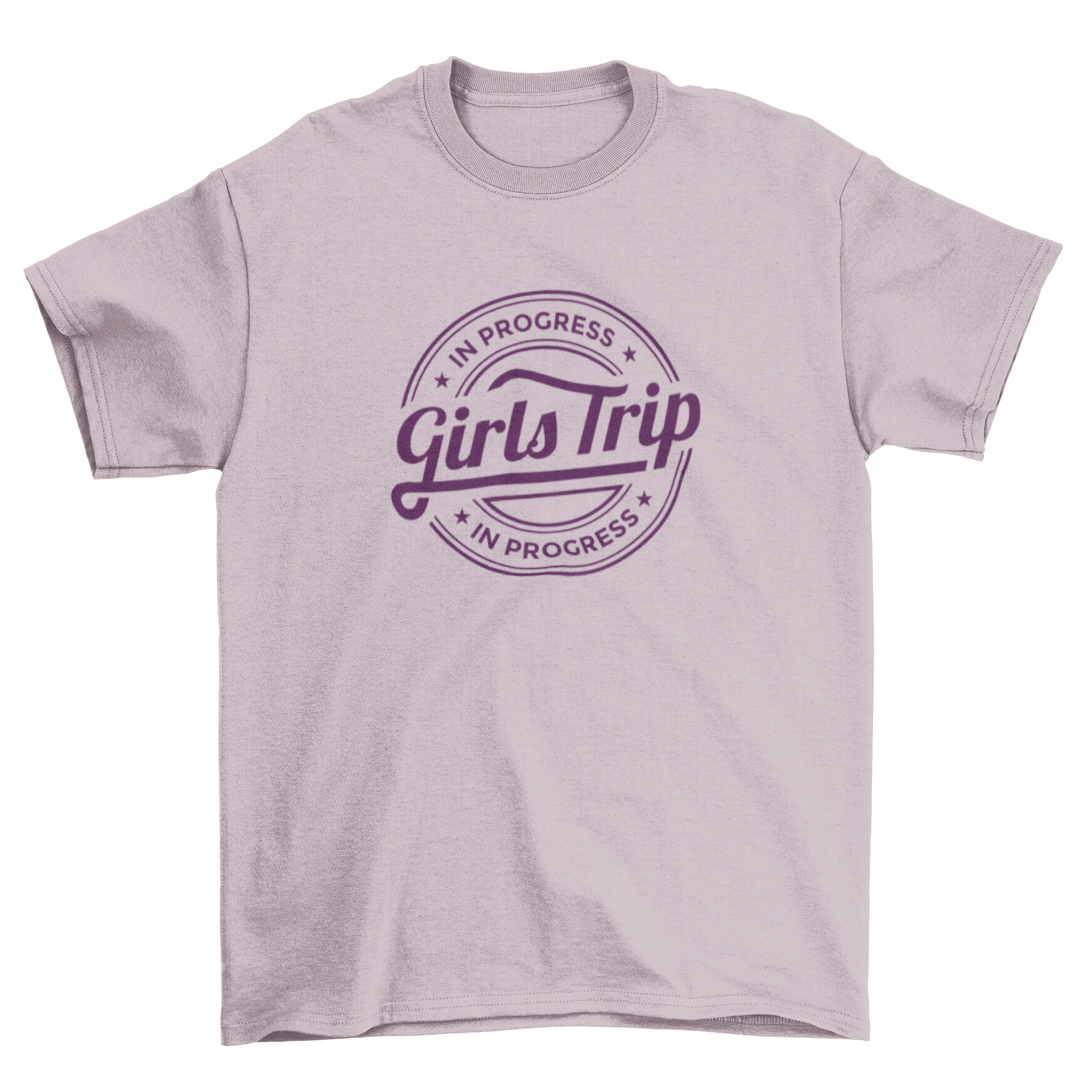 Girls trip quote t-shirt featuring the phrase 'Girls trip in progress' in a stylish design.