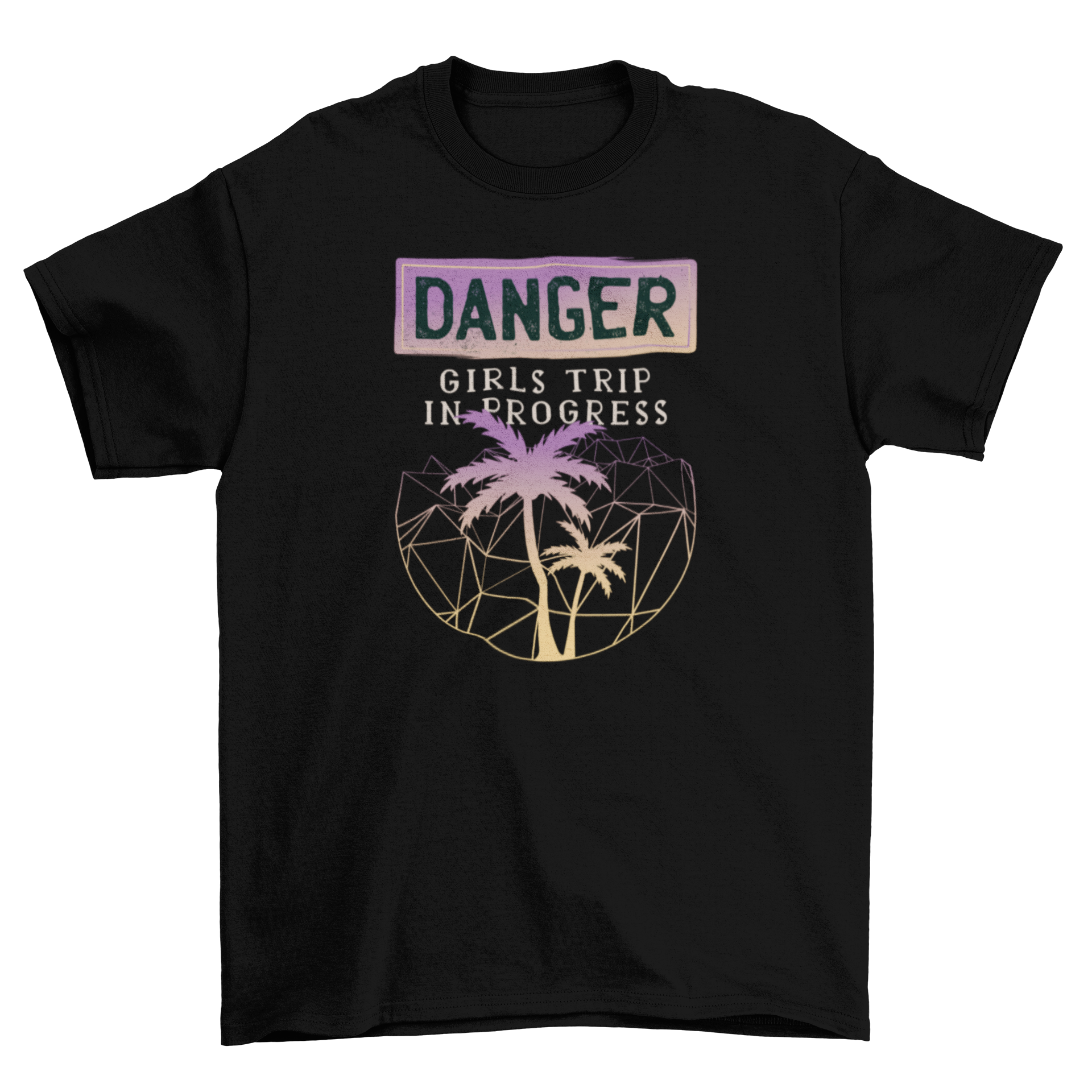 Girls trip t-shirt featuring the quote 'DANGER girls trip in progress' in a stylish design.