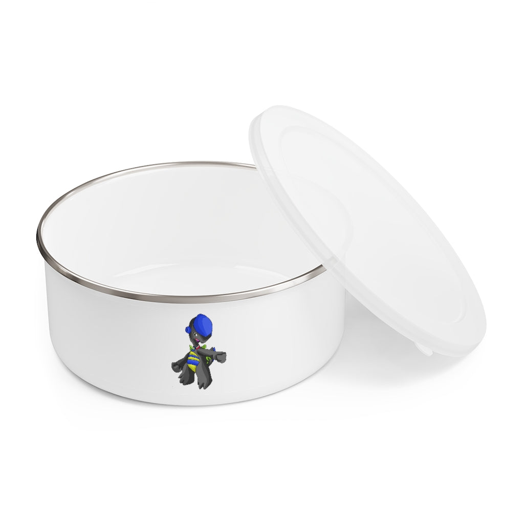 Stylish Glissgliss Enamel Bowl made of stainless steel with a translucent lid, featuring a chic design and anti-slip backing.