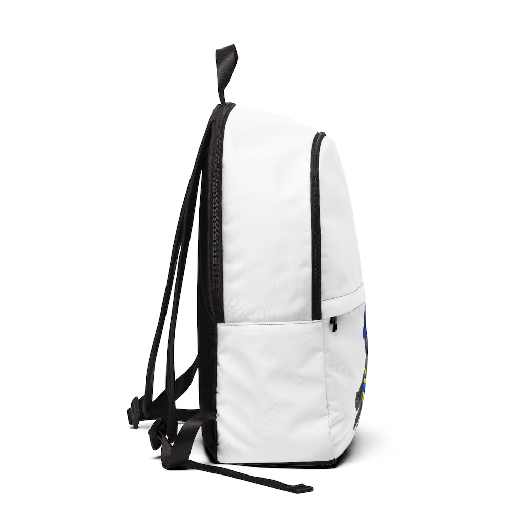 Glissgliss Unisex Fabric Backpack in a stylish design, featuring adjustable straps and a padded back panel, perfect for school and travel.