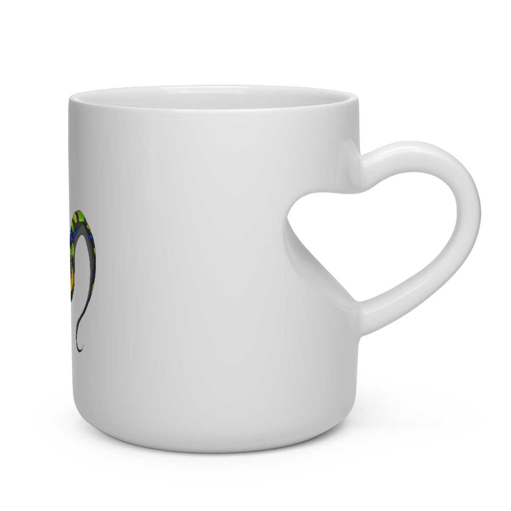 Glisstron Heart Shape Mug, white ceramic with heart-shaped handle, perfect for hot beverages.