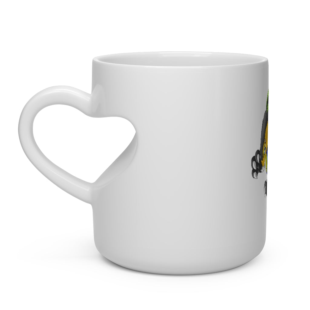 Glisstron Heart Shape Mug, white ceramic with heart-shaped handle, perfect for hot beverages.