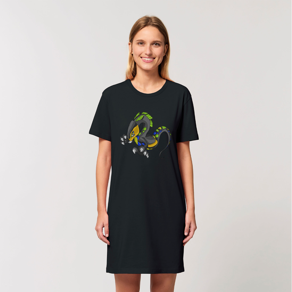 Glisstron Organic T-Shirt Dress made from 100% organic cotton, featuring a soft texture and stylish design.