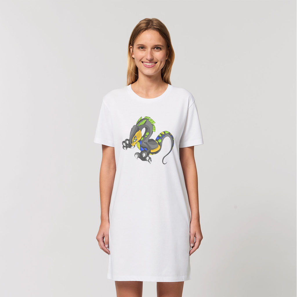 Glisstron Organic T-Shirt Dress made from 100% organic cotton, featuring a soft texture and stylish design.