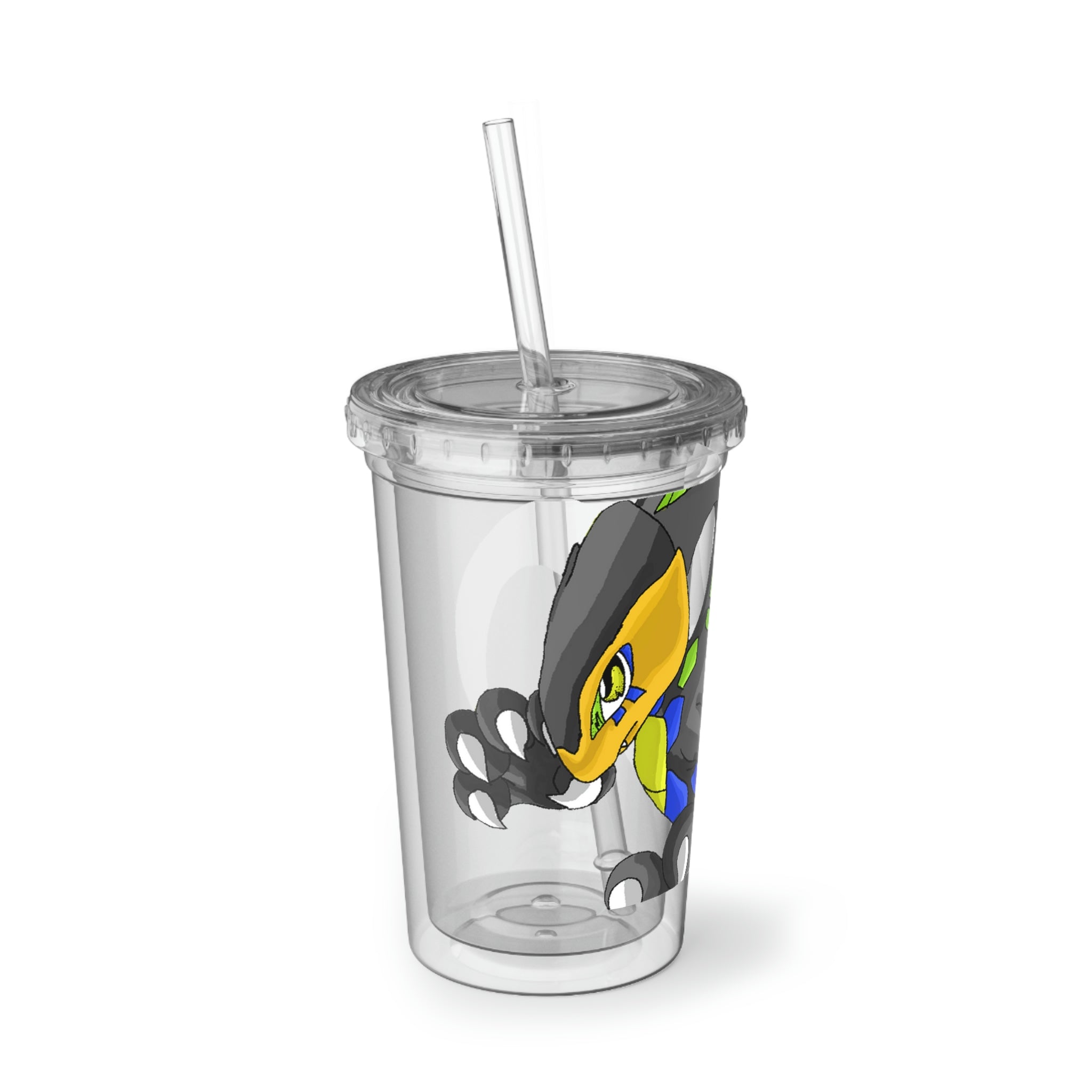 Glisstron Suave Acrylic Cup with a stainless steel body and black plastic cap, showcasing a customizable design.