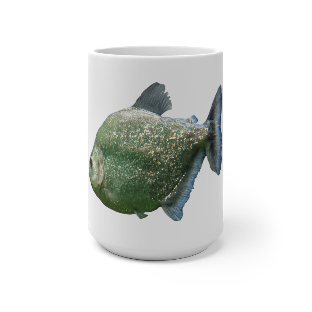 Glitter Green Fish Color Changing Mug showcasing vibrant colors and whimsical design.