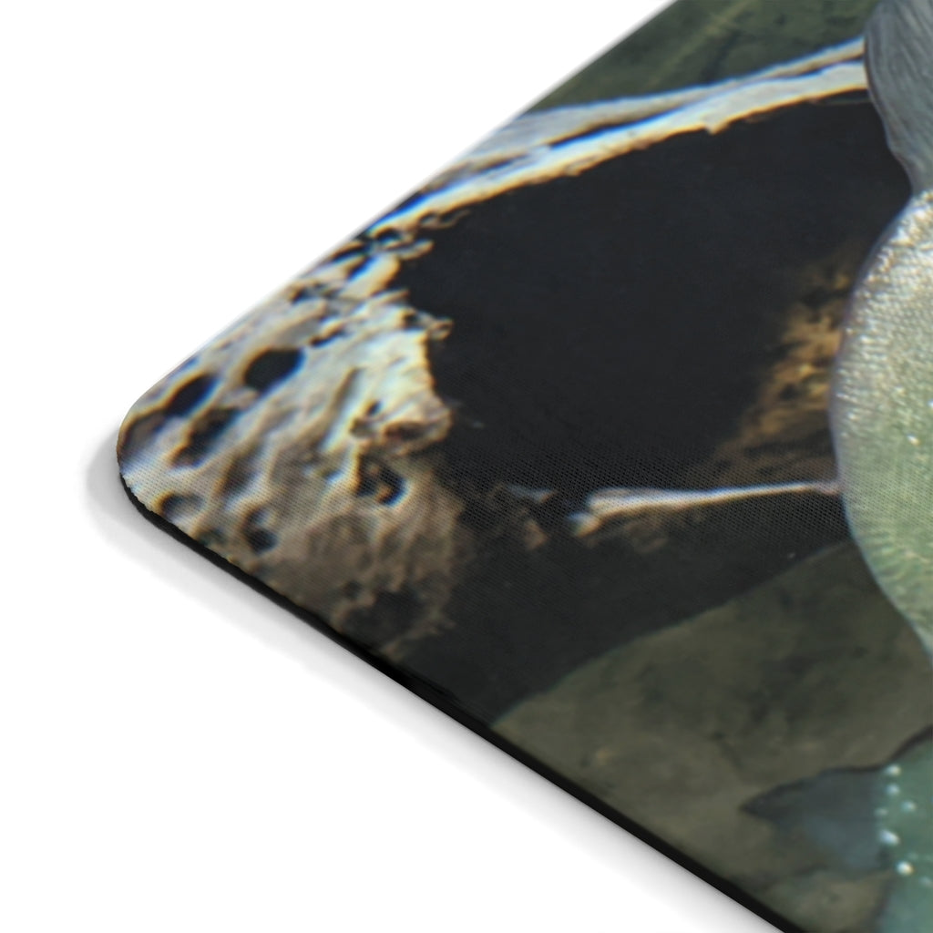 Glitter Green Fish Mouse Pad featuring a vibrant fish design on a smooth surface, ideal for enhancing desk aesthetics.