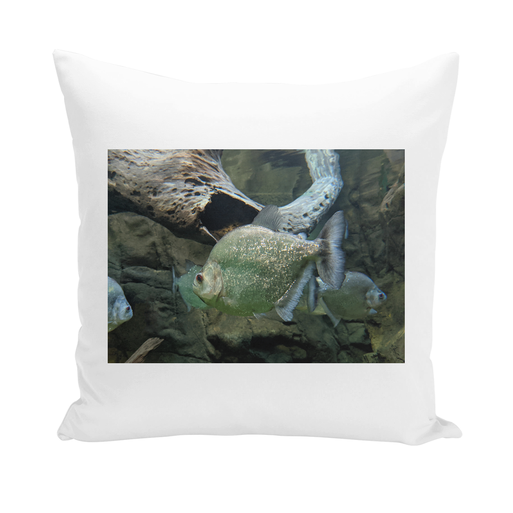 Glitter Green Fish Throw Pillows showcasing vibrant fish design on soft polyester fabric, perfect for home decor.